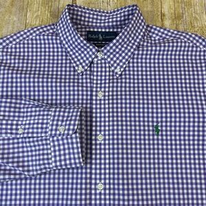 Polo Ralph Lauren Custom Fit Gingham Shirt Purple Long Sleeve XL
